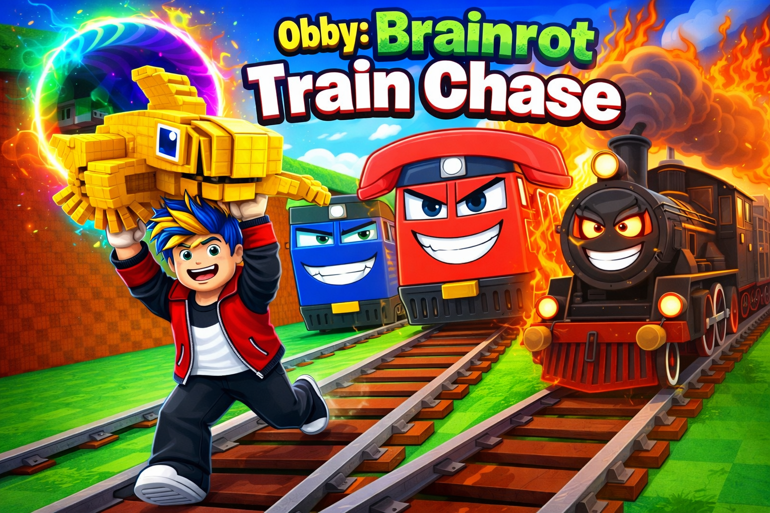 Obby Brainrot Train Chase game thumbnail