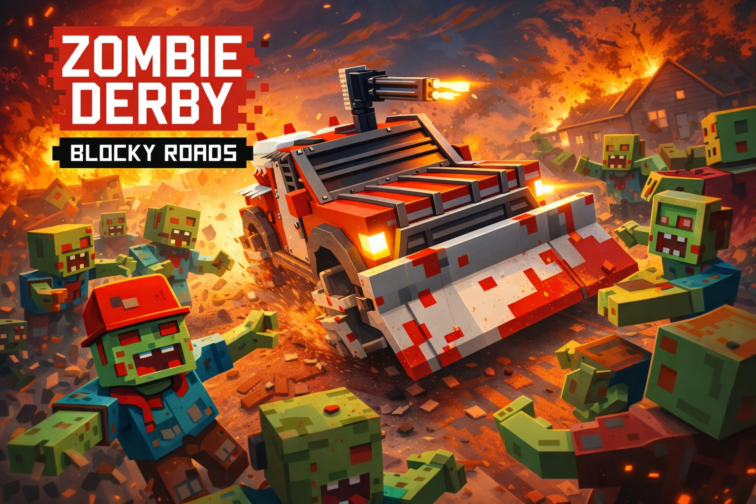 Zombie Derby Blocky Roads game thumbnail